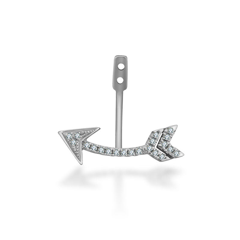 18k Gold Arrow Shape Single Earring Jacket With Round Diamond (Half Pair) - Genevieve Collection