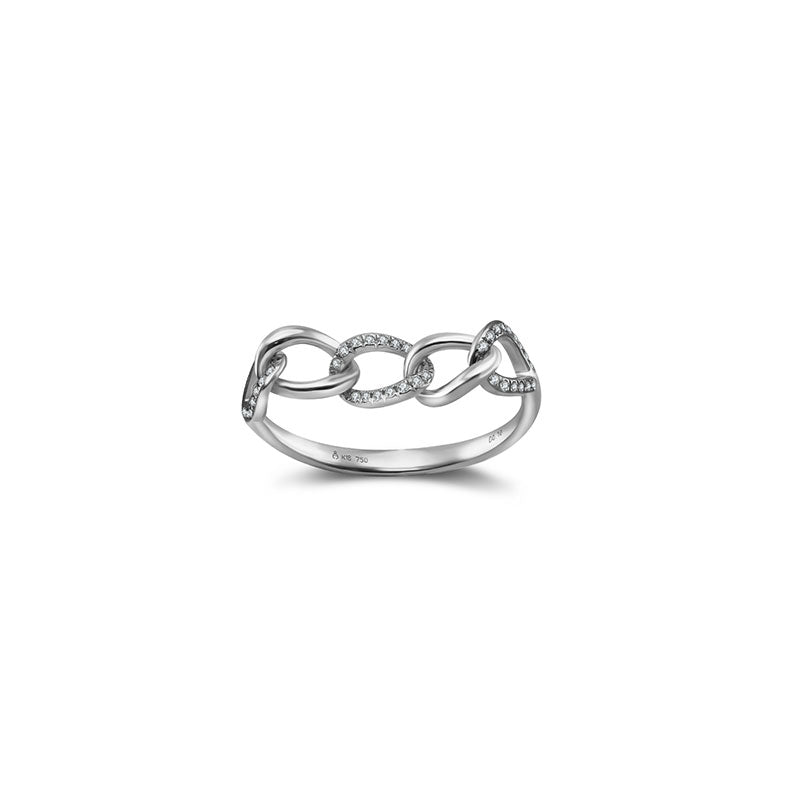 18k Gold Chain Shape Diamond Ring Mix With Black Gold - Genevieve Collection
