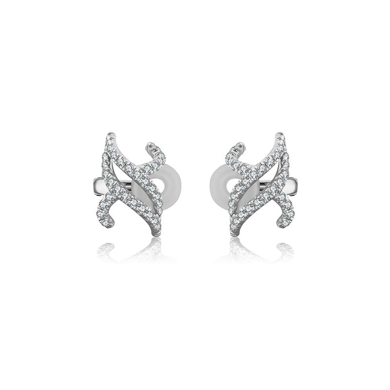18k Gold Twisted Curve Diamond Ear Cuff - Genevieve Collection