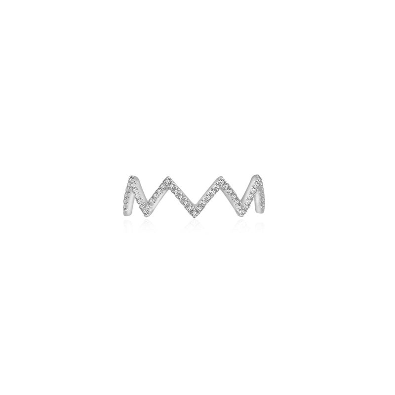 18k Gold Zigzag Diamond Ring - Genevieve Collection