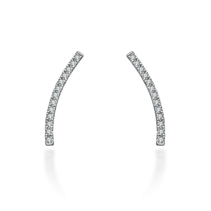 18k Gold Single Diamond Curved Bar Upward Earring - Genevieve Collection