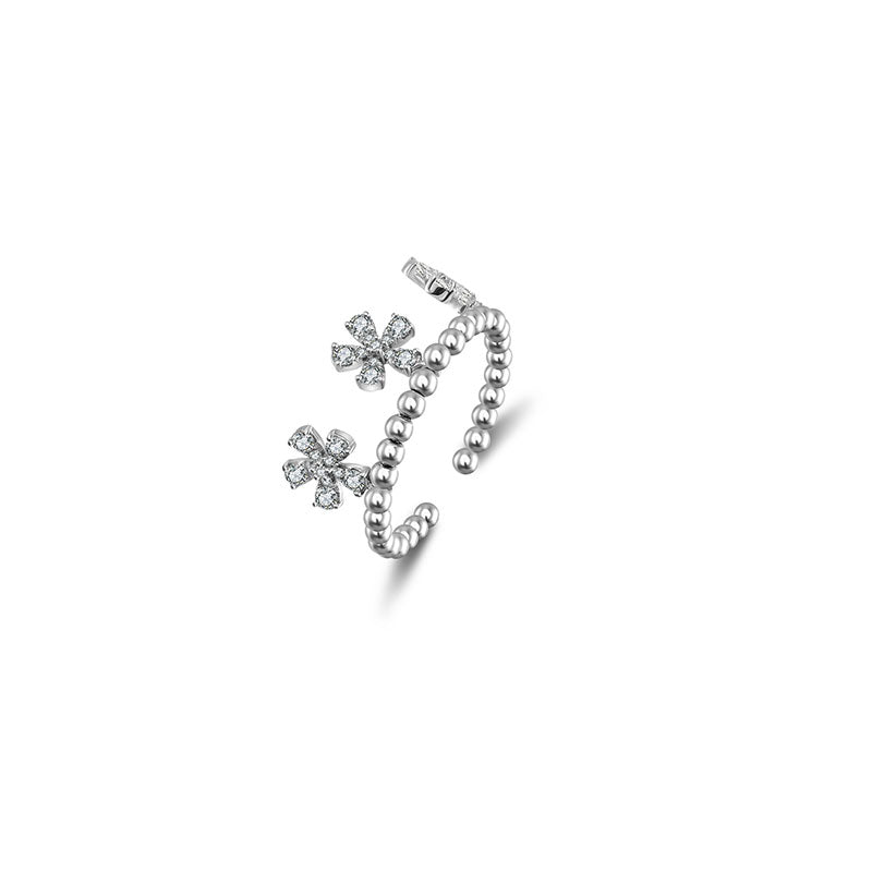 18k Gold Flower Shape Adjustable Titanium Diamond Ring - Genevieve Collection