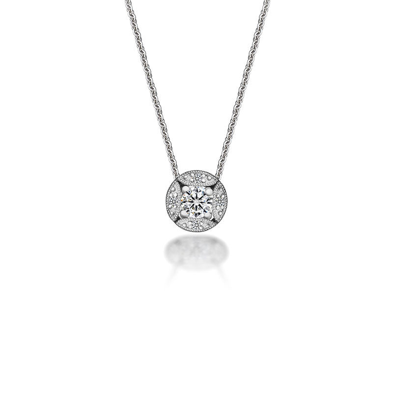 18k Gold Round Shape Diamond Necklace - Genevieve Collection
