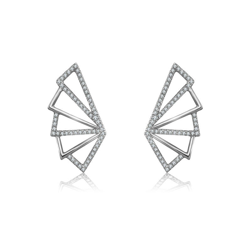 18k Gold Fan Shape Diamond Earring - Genevieve Collection