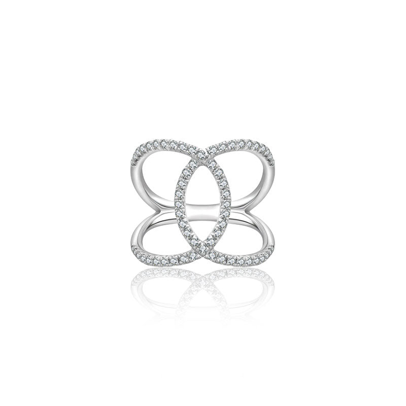 18k Gold Connected Curve Diamond Ring - Genevieve Collection