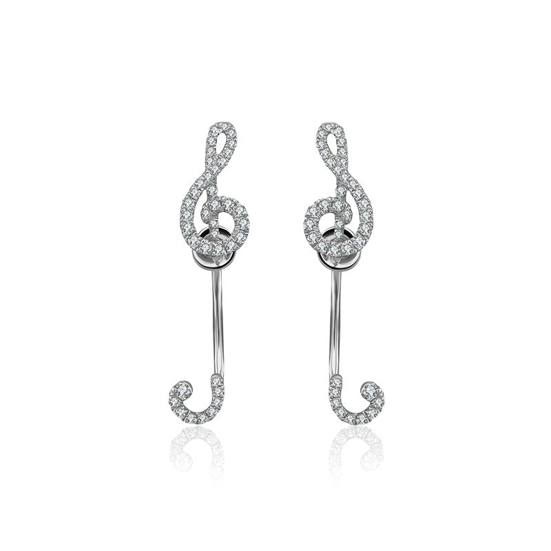 18k Gold G Clef Shape Diamond Earring - Genevieve Collection