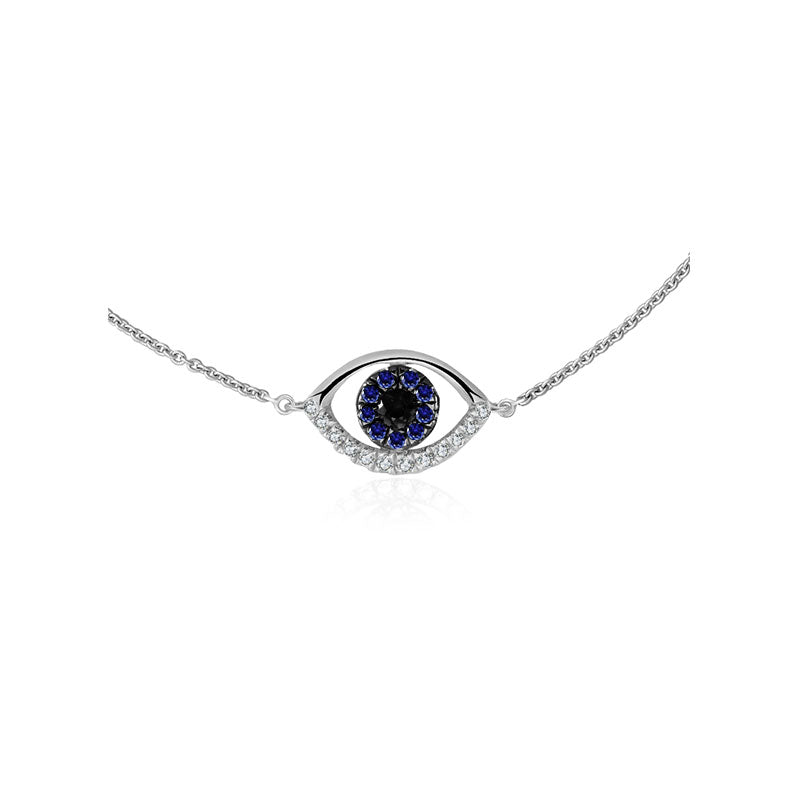 18k Gold Evil Eye Sapphire and Diamond Bracelet - Genevieve Collection