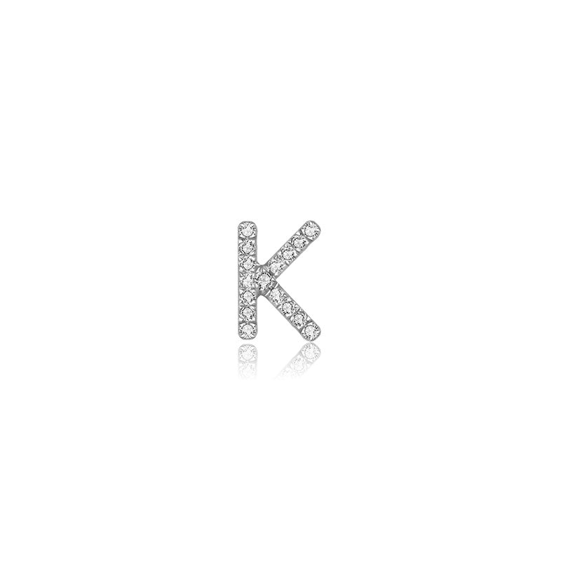 18k Gold Initial Letter "K" Diamond Pandent + Necklace - Genevieve Collection