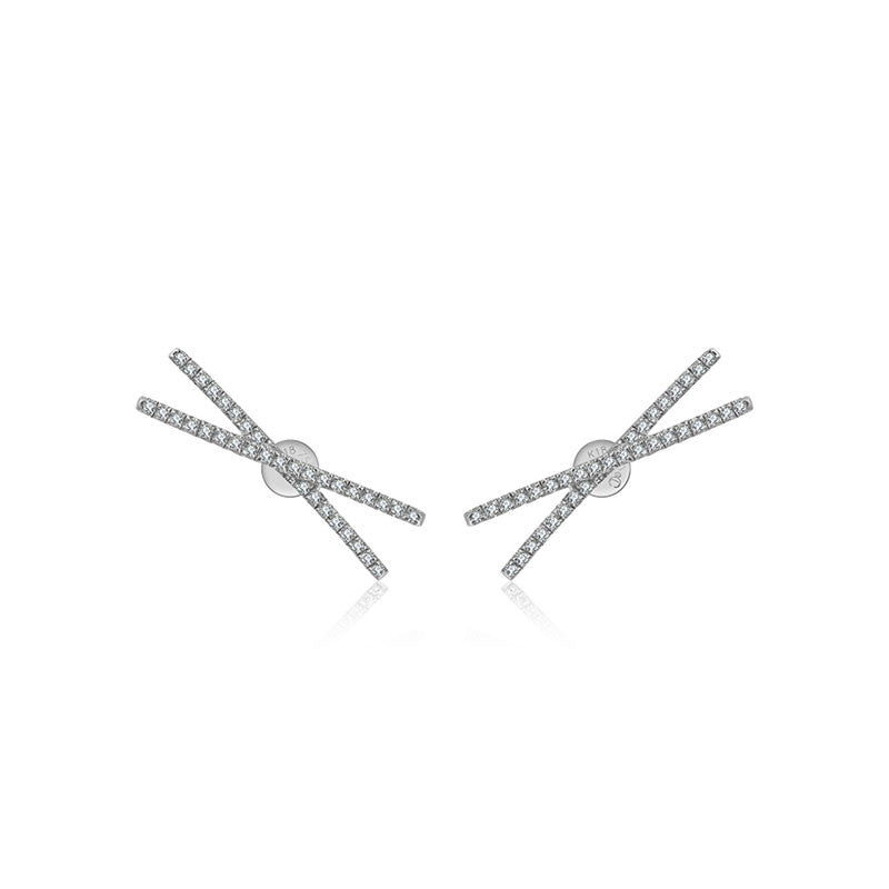 18k Gold Cross Diamond Earring - Genevieve Collection