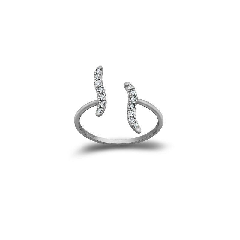 18k Gold Wavy Diamond Midi / Pinky Ring - Genevieve Collection