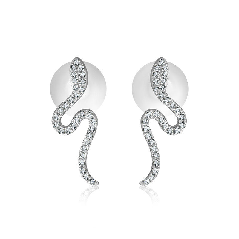 18k Gold Snake Shape Diamond Earring - Genevieve Collection