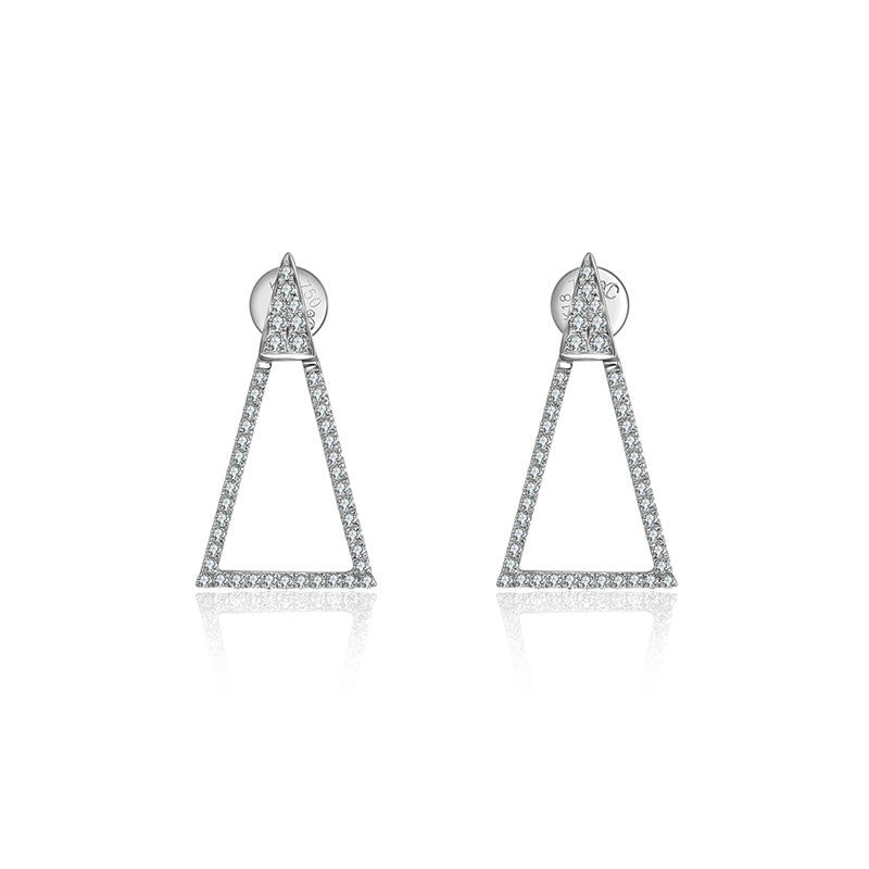18k Gold Hollow Isosceles Triangle Diamond Earring - Genevieve Collection