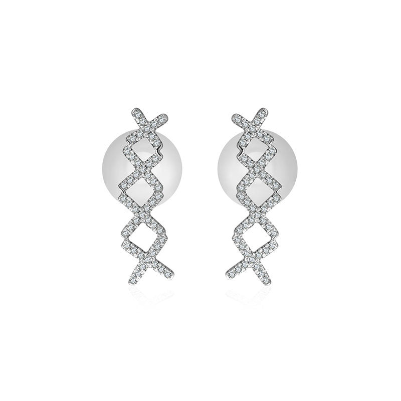 18k Gold Quadruple Cross Diamond Earring - Genevieve Collection