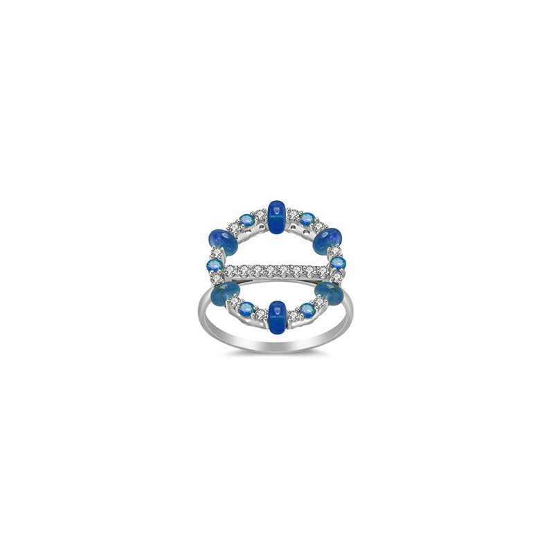 18k Gold 2 ways Beaded Sapphire and Diamond Ring - Genevieve Collection