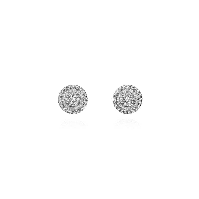 18k Gold Round Shape Diamond Earring - Genevieve Collection
