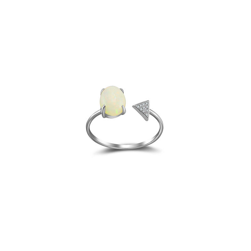 18k Gold Opal Open Diamond Ring With Arrow Shape - Genevieve Collection