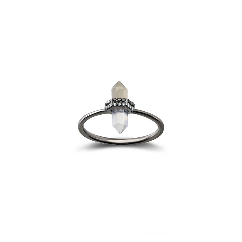 18k Gold Quartz Diamond Ring - Genevieve Collection