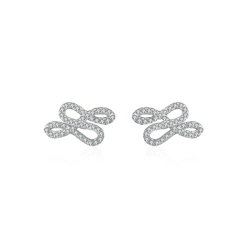 18k Gold Quadruple Curves Diamond Earring - Genevieve Collection