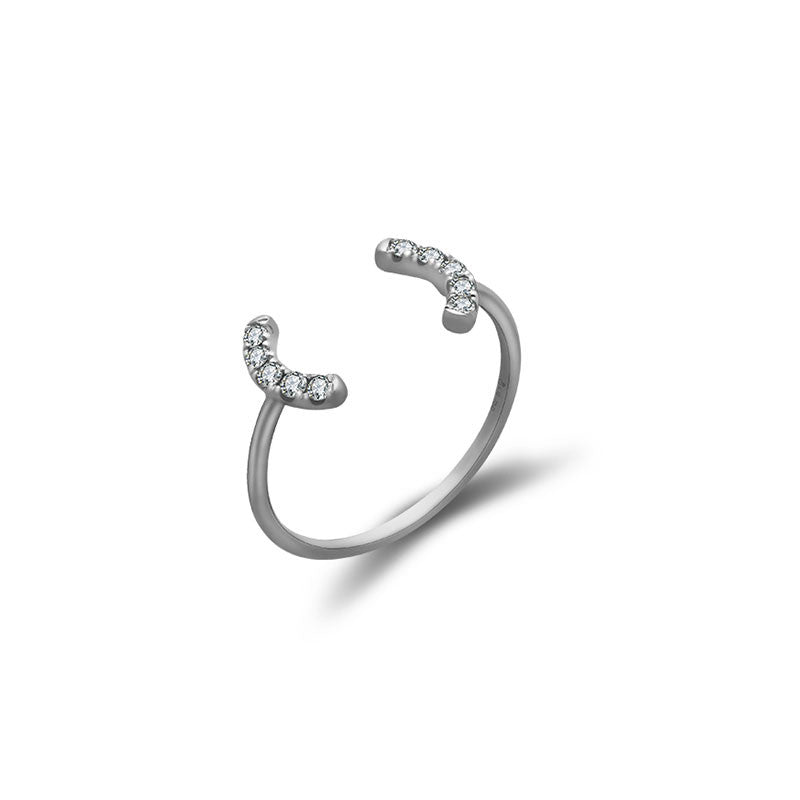 18k Gold Bracket Diamond Midi / Pinky Ring - Genevieve Collection