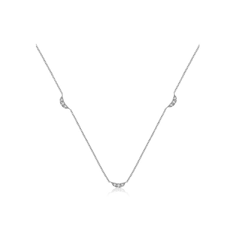 18k Gold Moon Shape Diamond Necklace / Choker - Genevieve Collection
