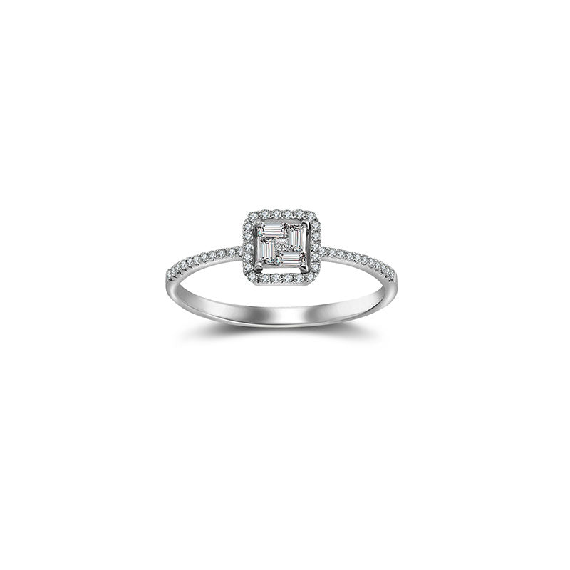 18k Gold Rectangle Shaped Diamond Ring - Genevieve Collection