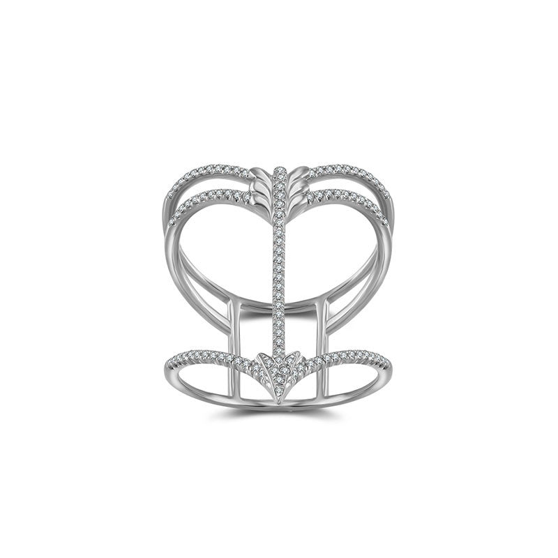 18k Gold Double Wave Arrow Diamond Ring - Genevieve Collection