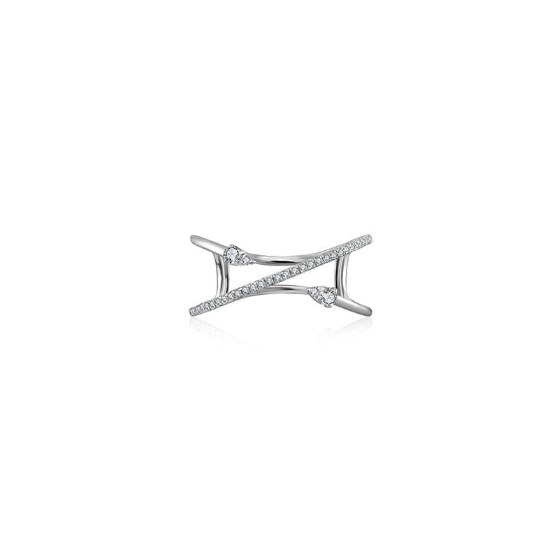 18k Gold Double Arrow Spiral Diamond Ring - Genevieve Collection