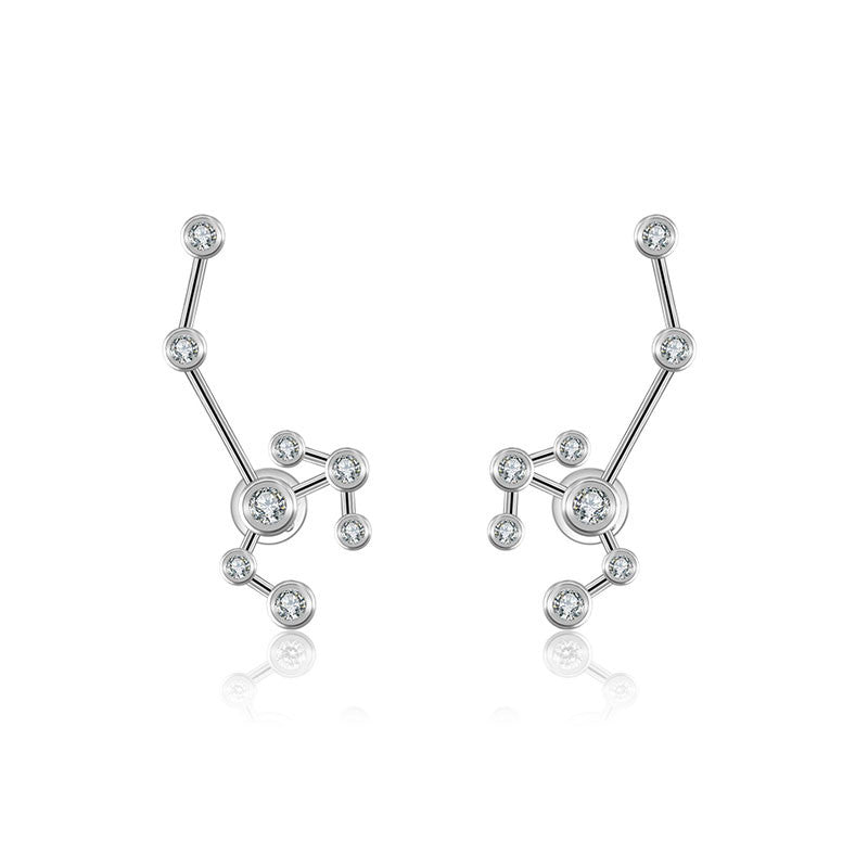 Sagittarius Zodiac Constellation Earring 18k Gold & Diamond - Genevieve Collection