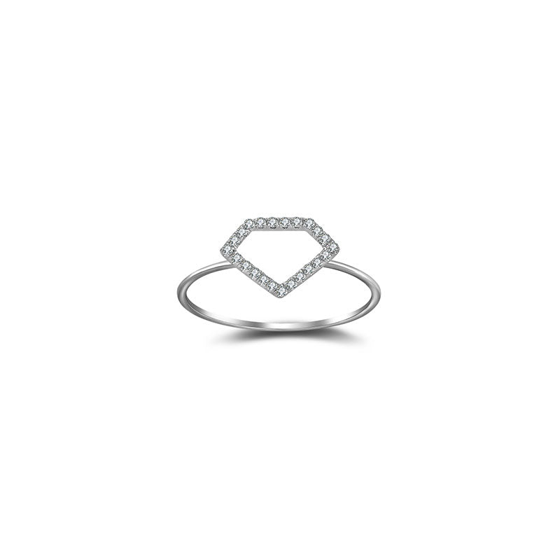 18k Gold Hollow Diamond Shape Diamond Ring - Genevieve Collection