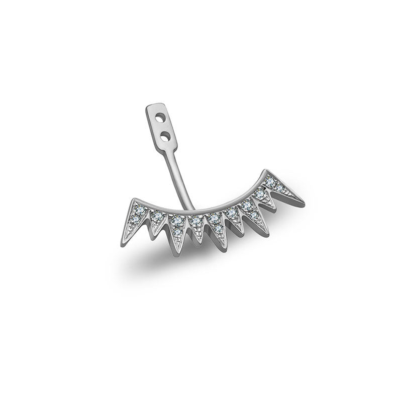 18K Gold Spike Shape Single Earring Jacket With Round Diamond (Half Pair) - Genevieve Collection