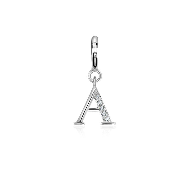 18k Gold Letter "A" Diamond Charms - Genevieve Collection