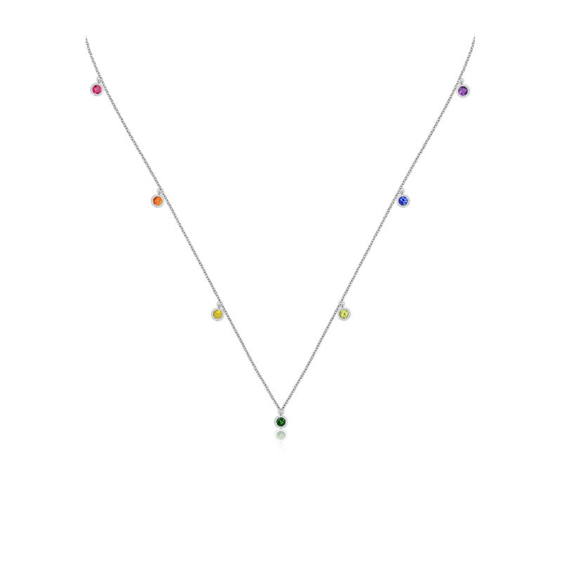 18k Gold Raindow Color Gemstone Necklace / Choker - Genevieve Collection