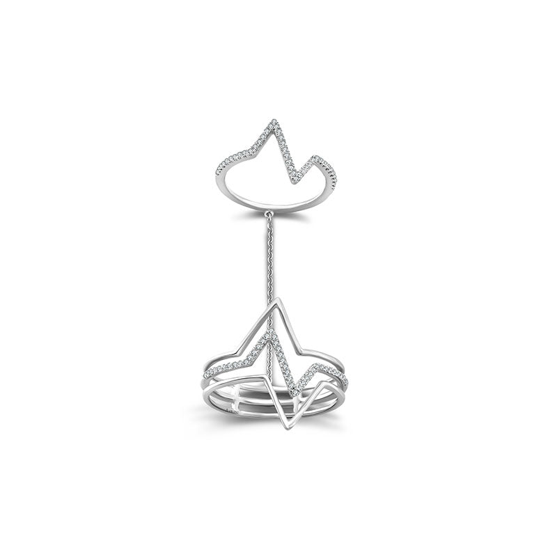 18k Gold Zigzag Connection Diamond Ring - Genevieve Collection