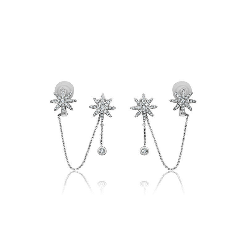 18k Gold Star Shape Diamond Ear Cuff & Earring - Genevieve Collection