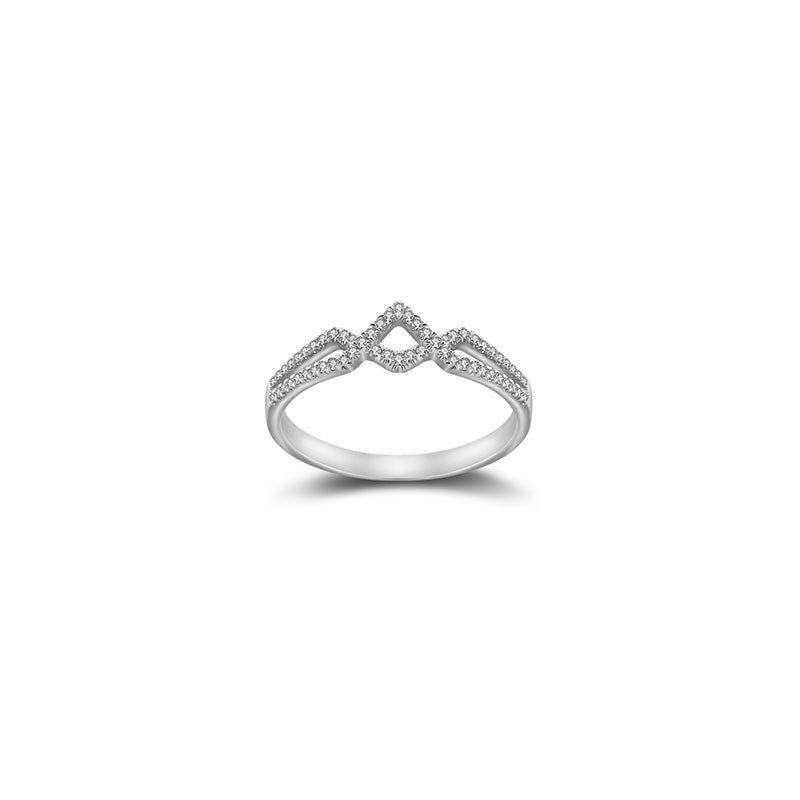 18k Gold Rhombus Shape Diamond Ring - Genevieve Collection