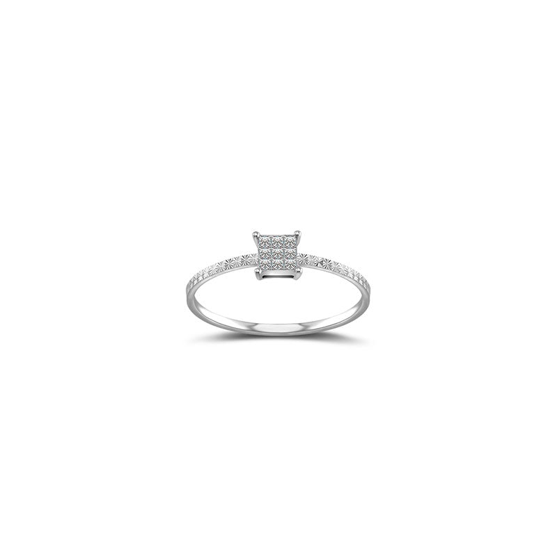 18k Gold Square Shape Diamond Ring - Genevieve Collection