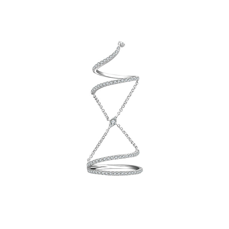 18k Gold Twisted Curve Connection Diamond Ring - Genevieve Collection