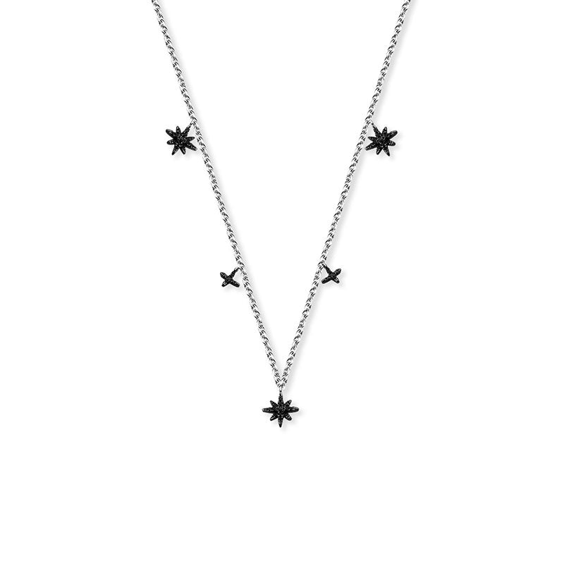 18k Gold Star Shape Black Diamond Necklace / Choker - Genevieve Collection