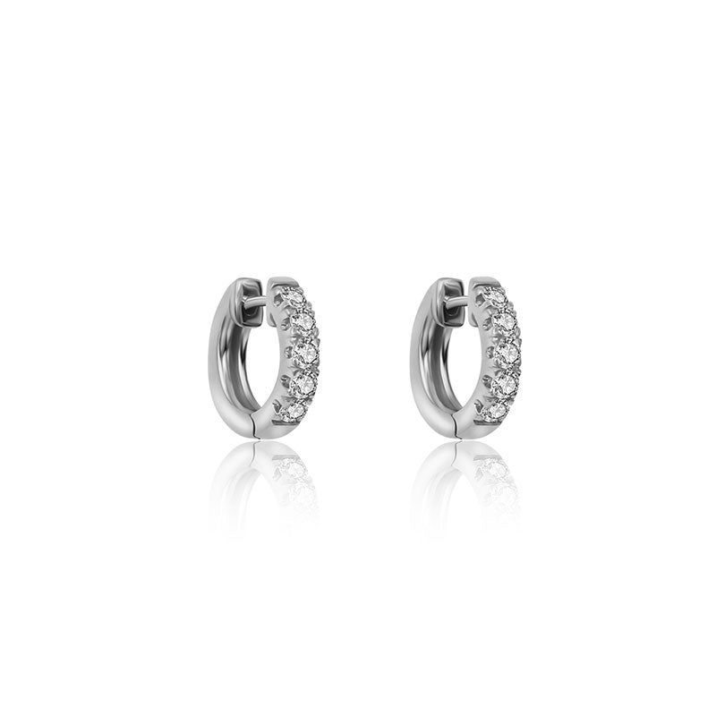 18k Gold Hoop Diamond Earring - Genevieve Collection