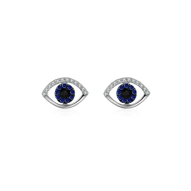 18k Gold Evil Eye Sapphire Diamond Earring - Genevieve Collection