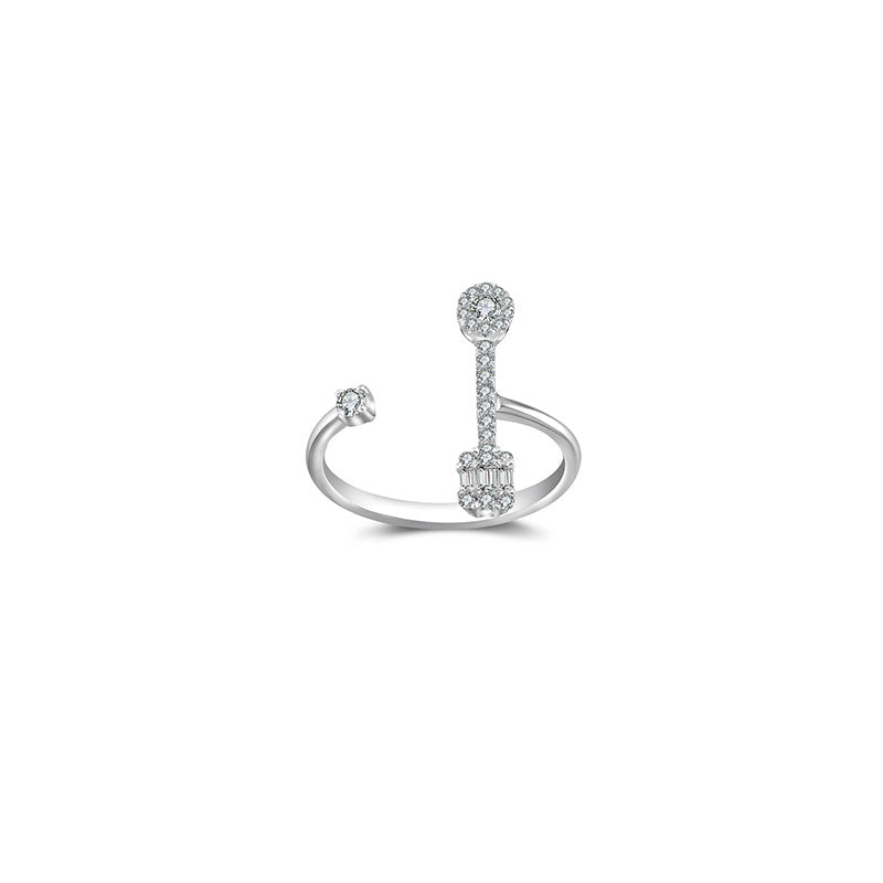 18k Gold Round and Square Diamond Open Ring - Genevieve Collection