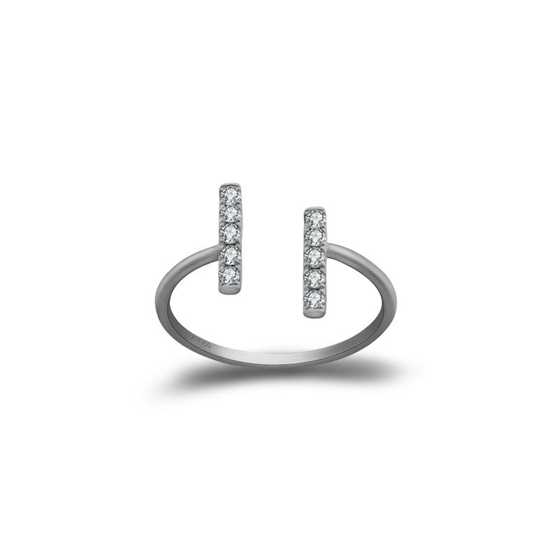 18k Gold Strokes Diamond Midi / Pinky Ring - Genevieve Collection
