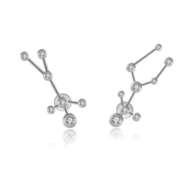 Gemini Zodiac Constellation Earring 18k Gold & Diamond - Genevieve Collection