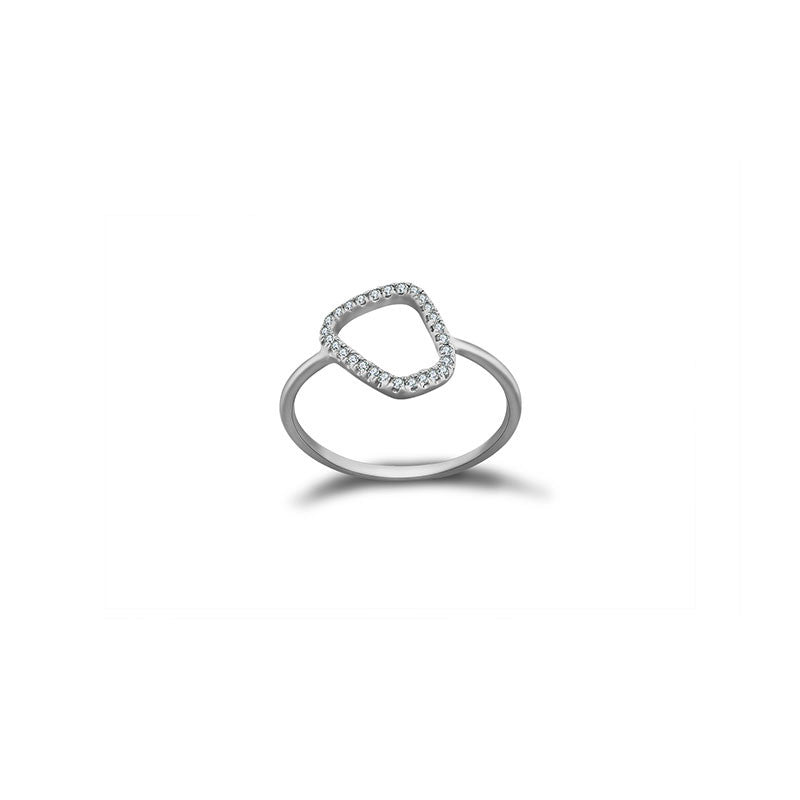 18k Gold Hollow Stone Shape Diamond Ring - Genevieve Collection