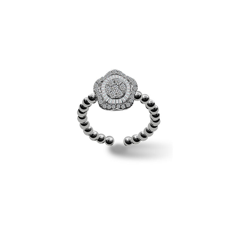 18k Gold 2 way Rose Shape Adjustable Diamond Ring - Genevieve Collection