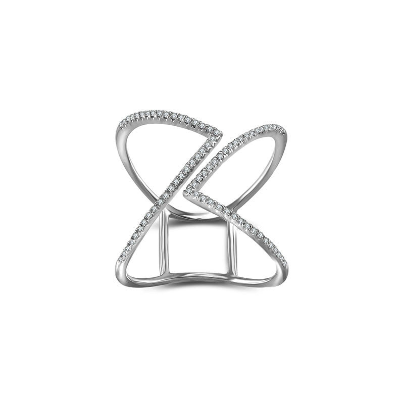 18k Gold Double Arrow Diamond Open Ring - Genevieve Collection