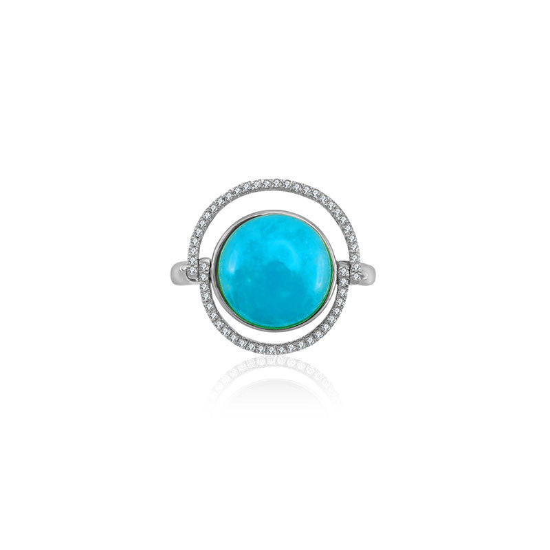 18k Gold Amazoniet Diamond Ring - Genevieve Collection