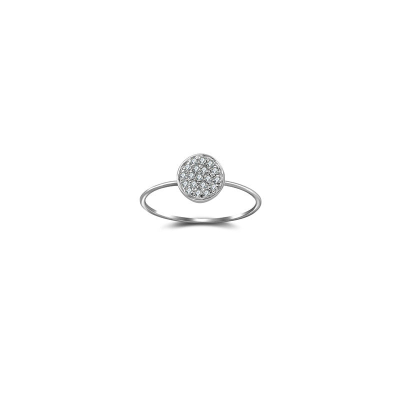 18k Gold Round Shape Pave Diamond Ring - Genevieve Collection