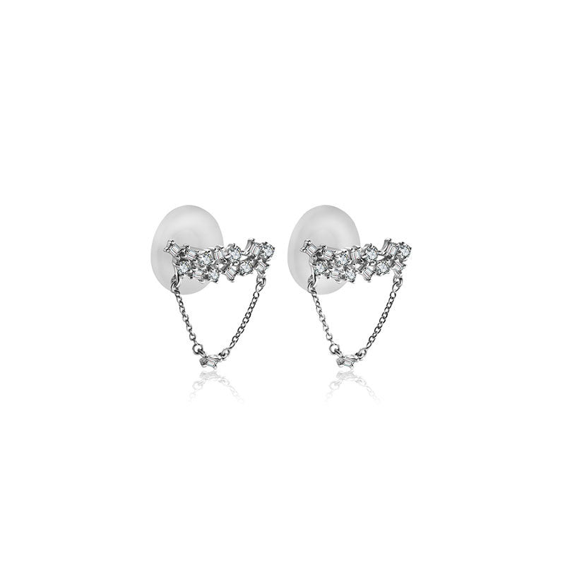 18k Gold Irregular Shape Chain Diamond Earring - Genevieve Collection