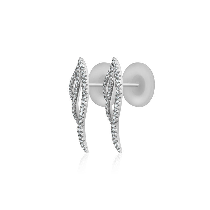 18k Gold Angel Wing Diamond Earring - Genevieve Collection